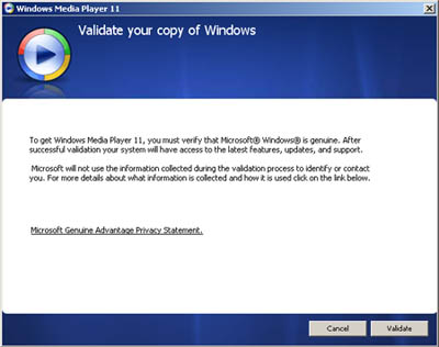 windows xp genuine advantage validation check