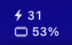 Wattbar in the compressed menu bar layout: watts above memory use