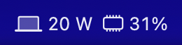 Wattbar in the menu bar, showing the Mac's watts and memory use
